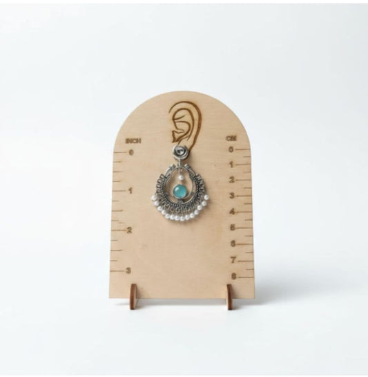 Oxidised Silver Turquoise Drop Earrings with Pearl Detailing