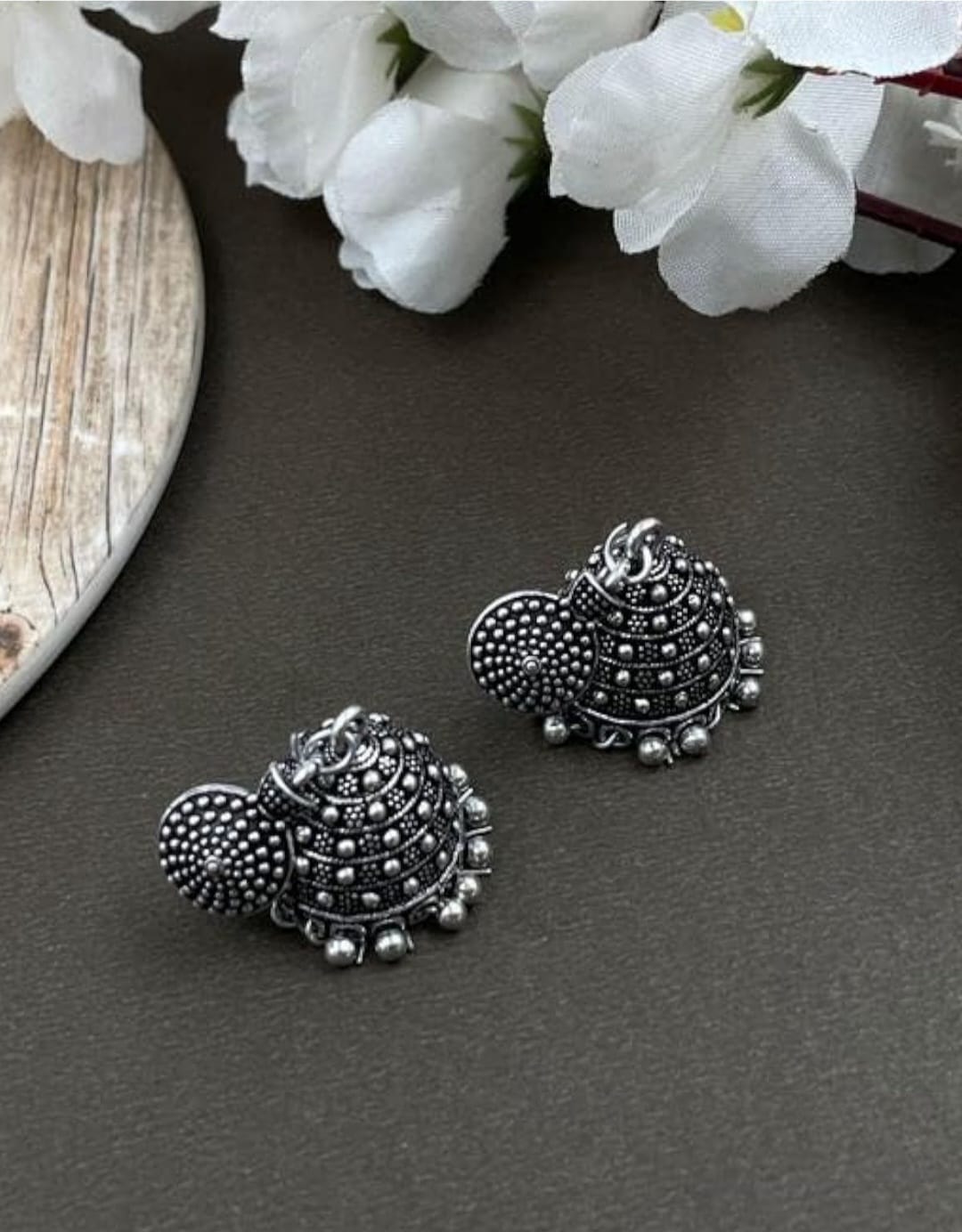 Oxidised Elephant Motif Necklace Set with Jhumkas