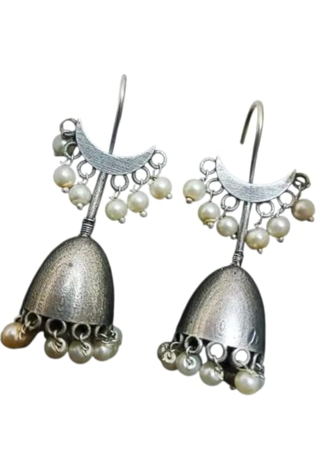 Oxidised Pearl Drop Jhumka Earrings