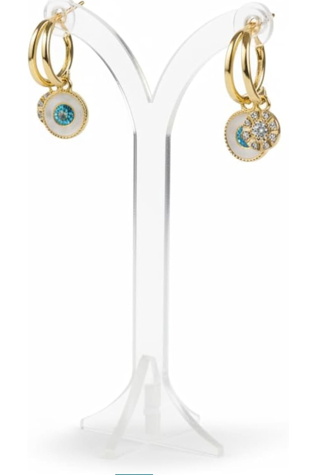 Gold Plated Turquoise Charm Earrings – Minimal Korean Style