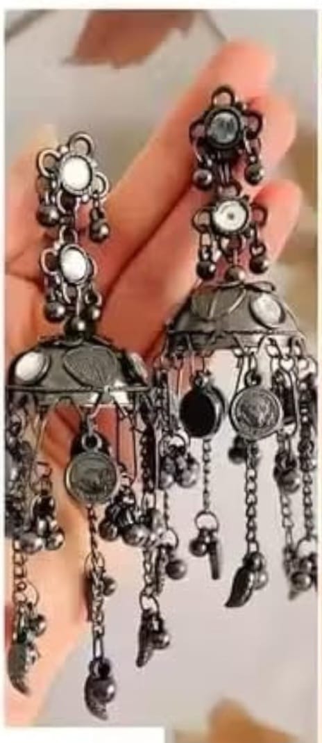 Oxidised Coin Jhumka Earrings – Statement Earrings