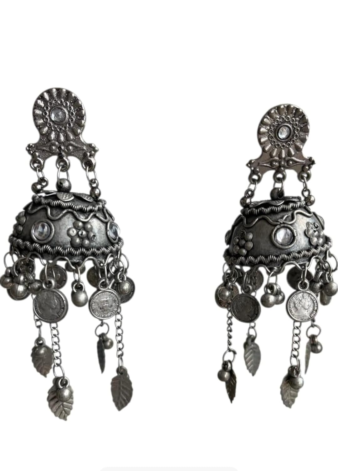 Oxidised Coin Jhumka Earrings – Statement Earrings